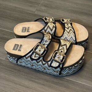 Dirty Laundry Pueblo Raffia Platform Sandals